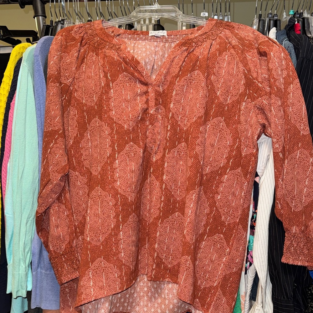 Wonderly Terracotta Patterned Blouse
